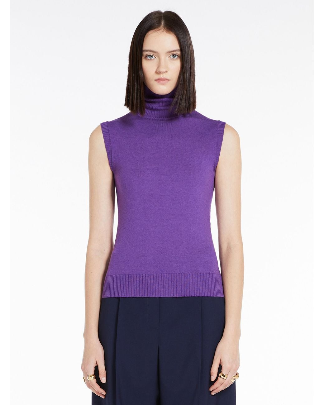 Sportmax Purple High Neck Sleeveless Jumper