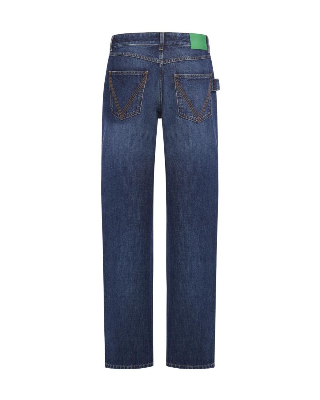 Bottega Veneta Blue Logo Patch Straight Leg Jeans for men