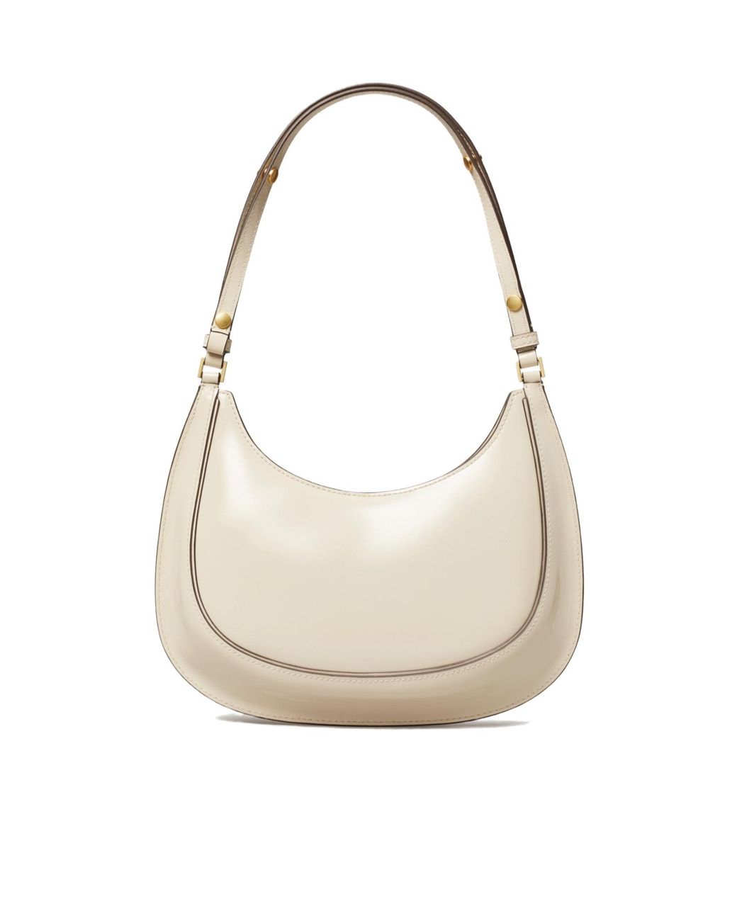 Tory Burch White Logo Plaque Zipped Shoulder Bag