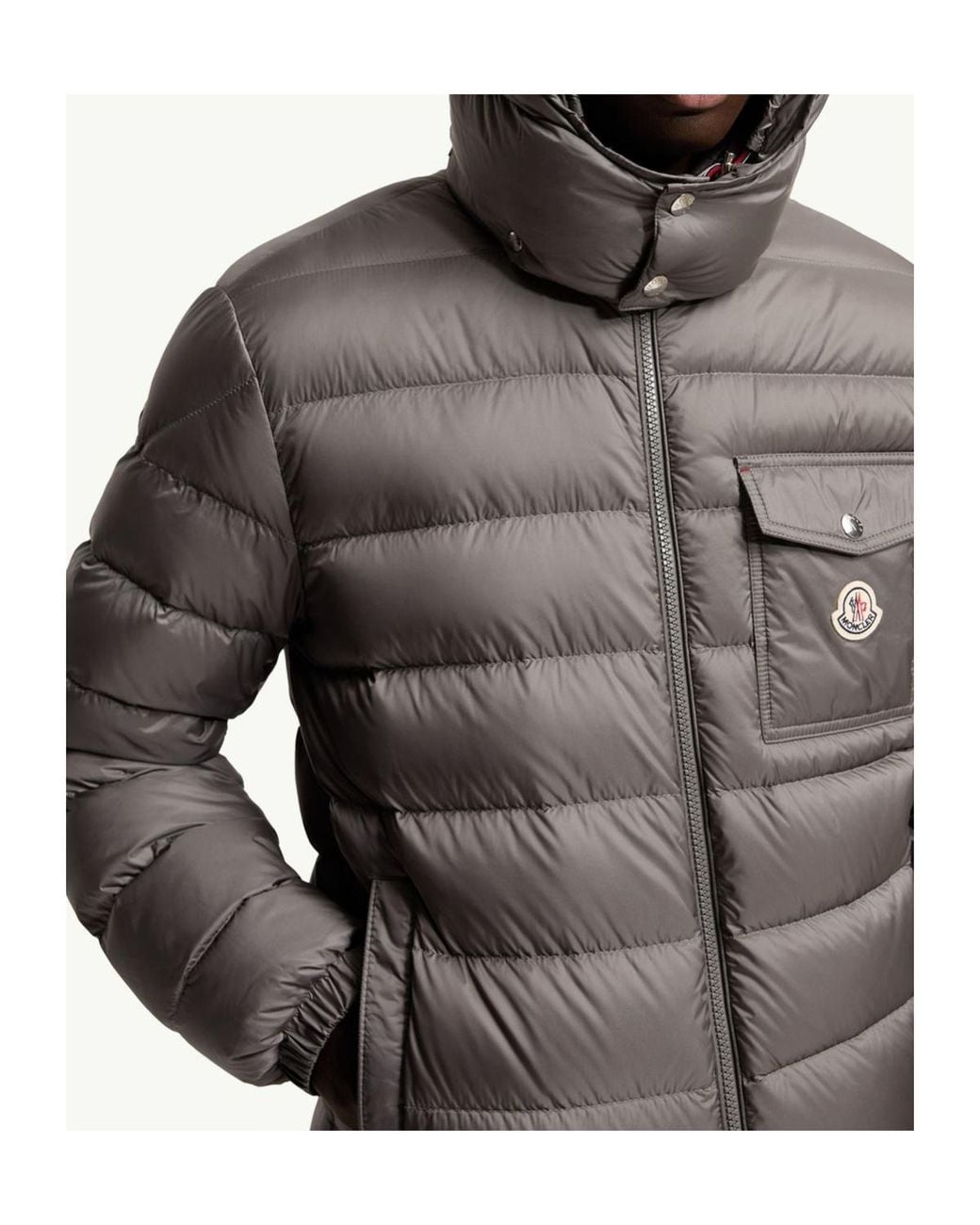 Moncler Gray Verith Hooded Zip-Up Short Puffer Jacket for men