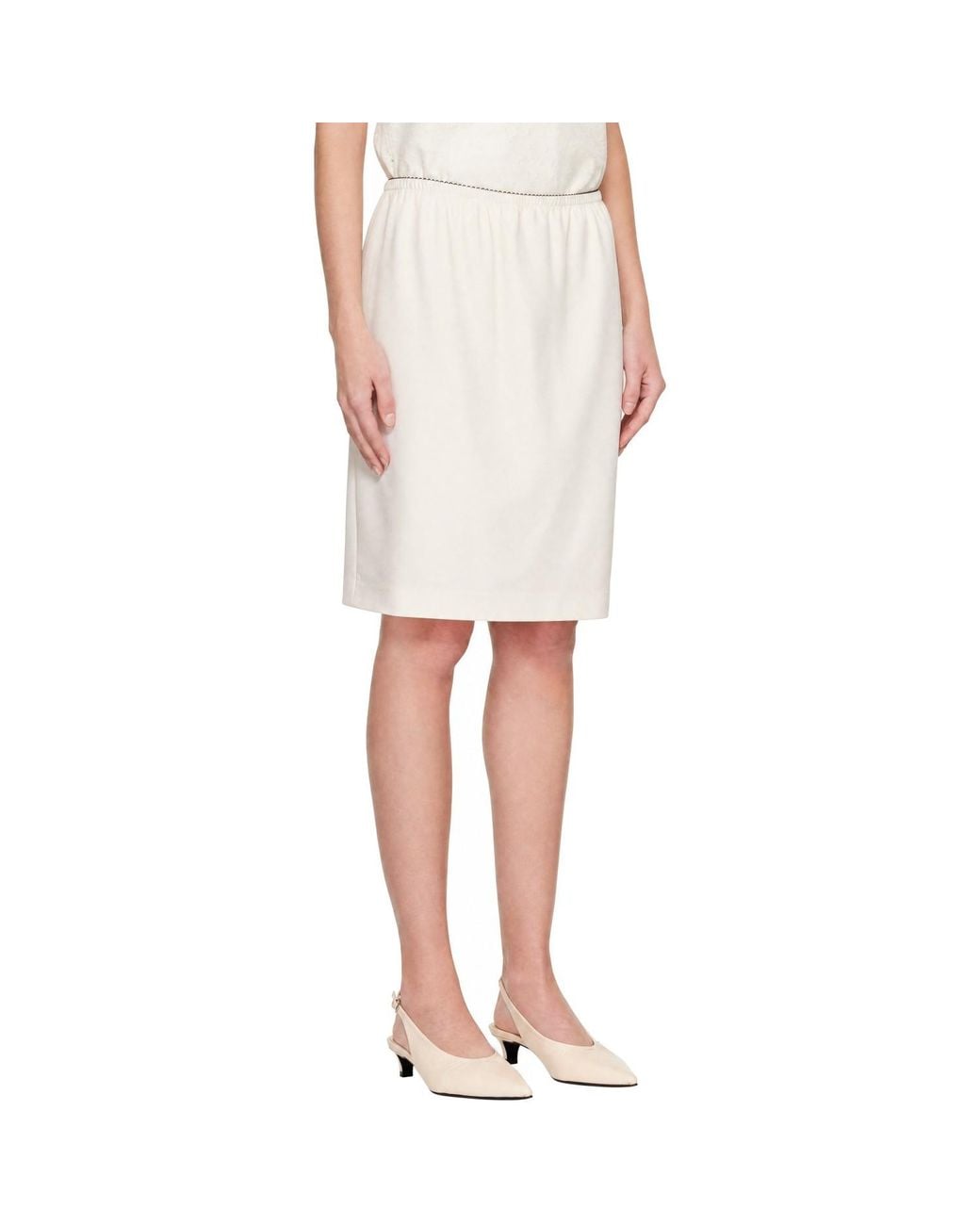 Loulou de Saison Natural Kruise Elasticated-Waist Straight Midi Skirt