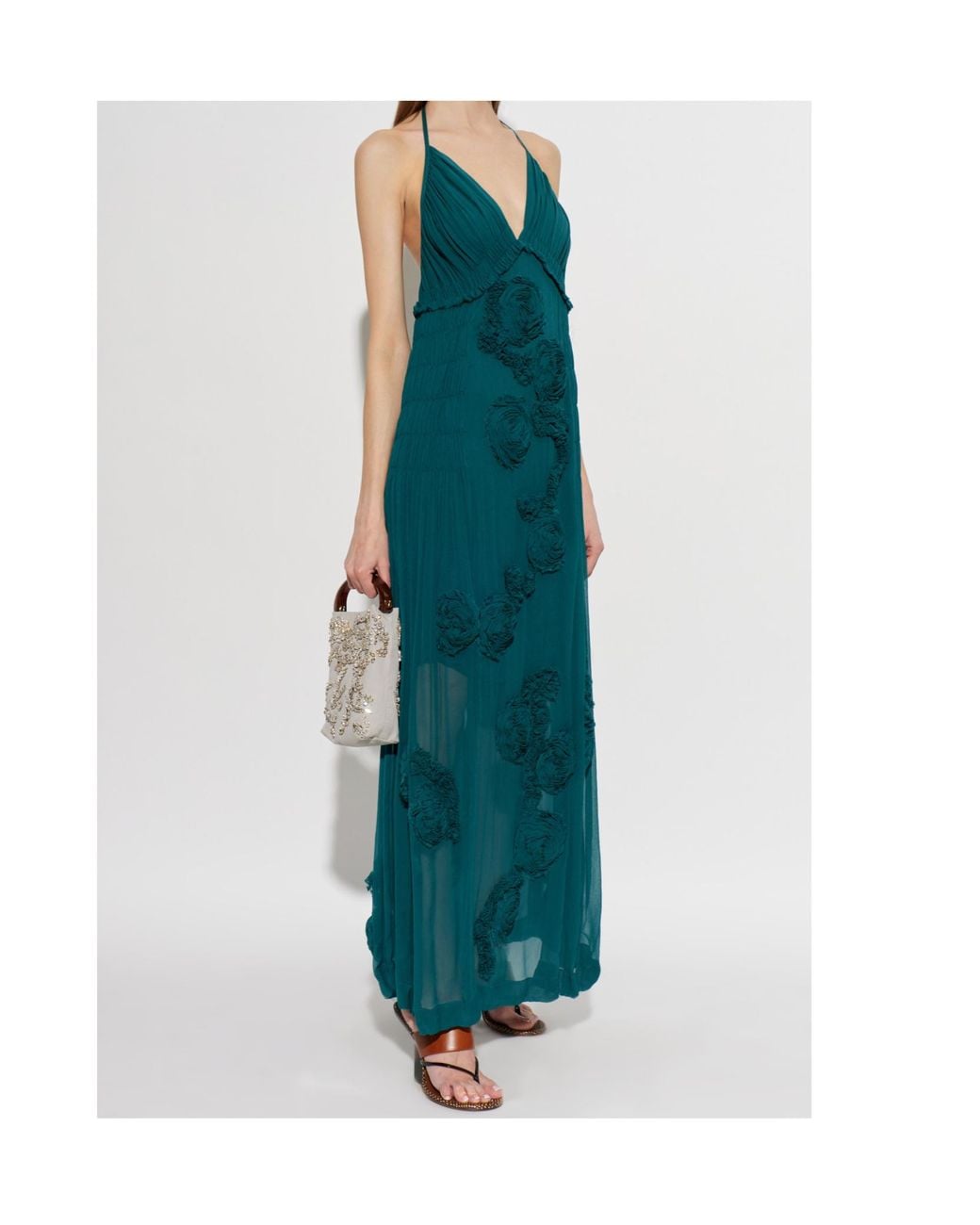 Dries Van Noten Green Drina Appliquéd Maxi Dress