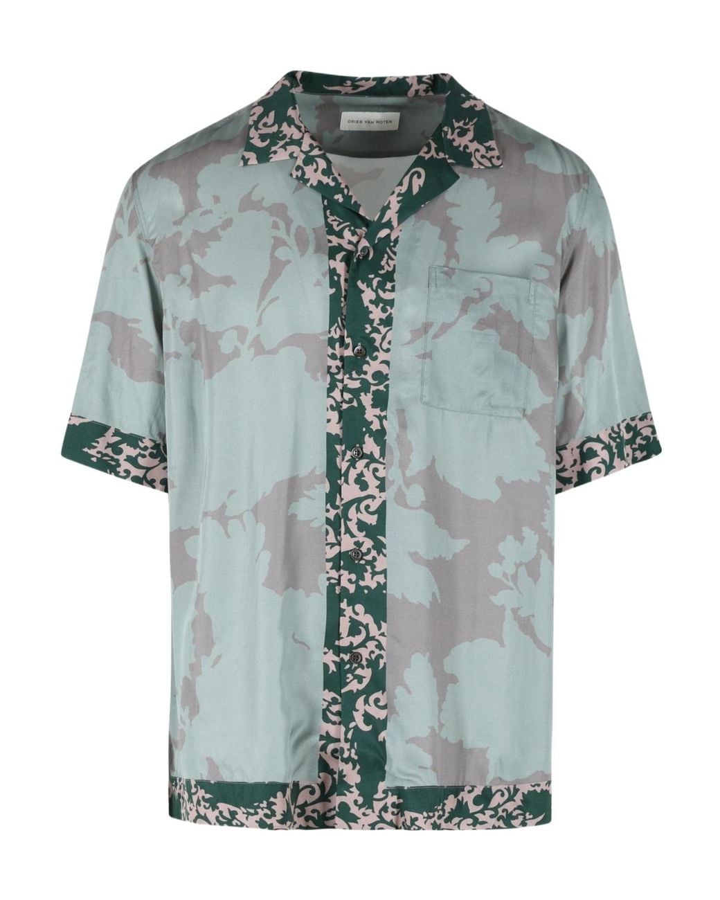 Dries Van Noten Blue Satin Shirt for men