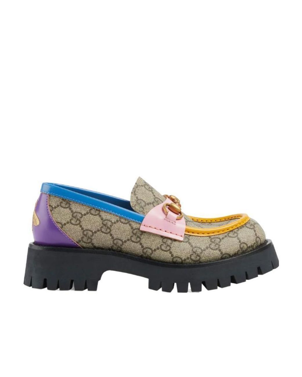 Gucci Blue Gg Canvas Colour-Block Loafers