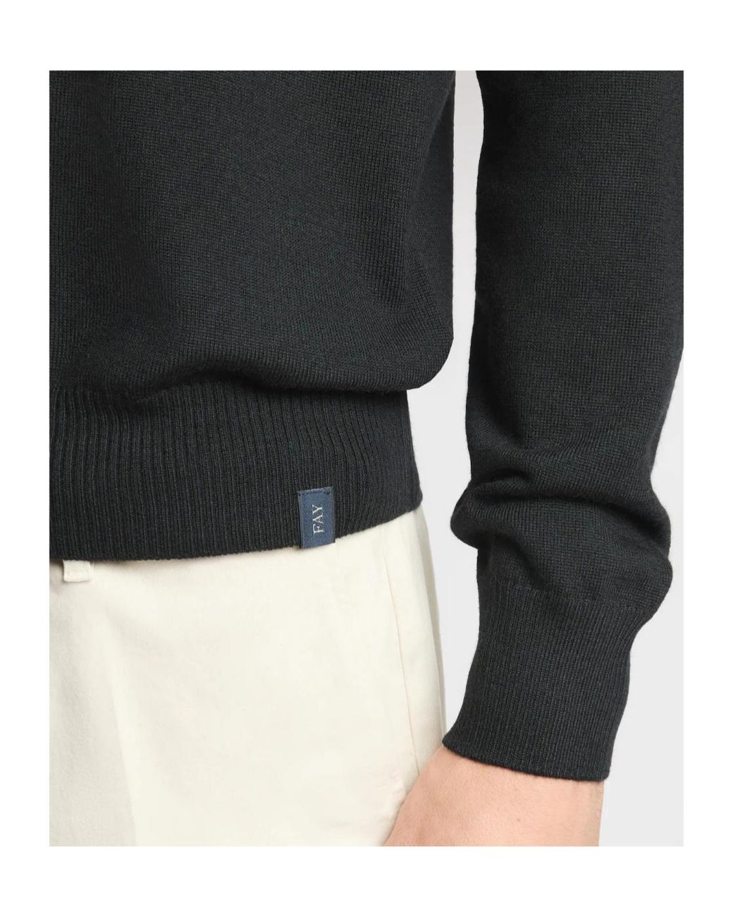 Fay Black Crew Neck Knitted Sweater for men
