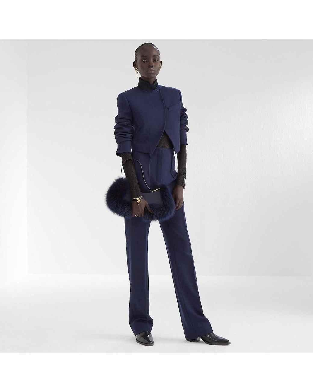 Fendi Blue Button-Up Cropped Jacket