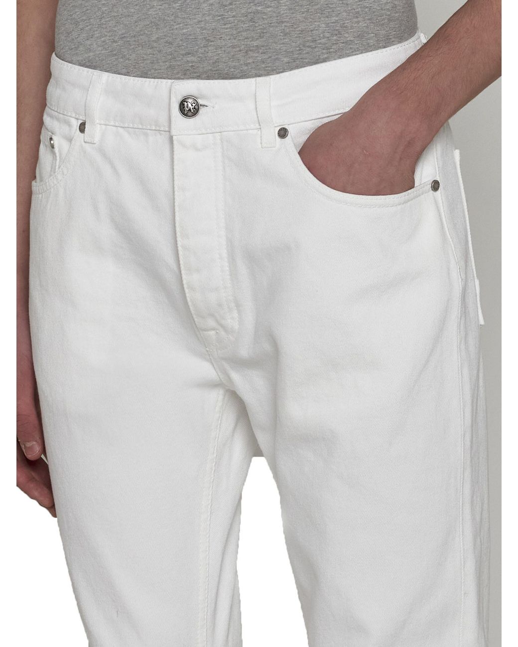 Palm Angels White Straight Leg Jeans for men