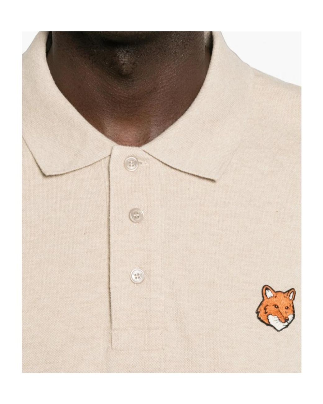 Maison Kitsuné White Fox Head Patch Polo Shirt for men