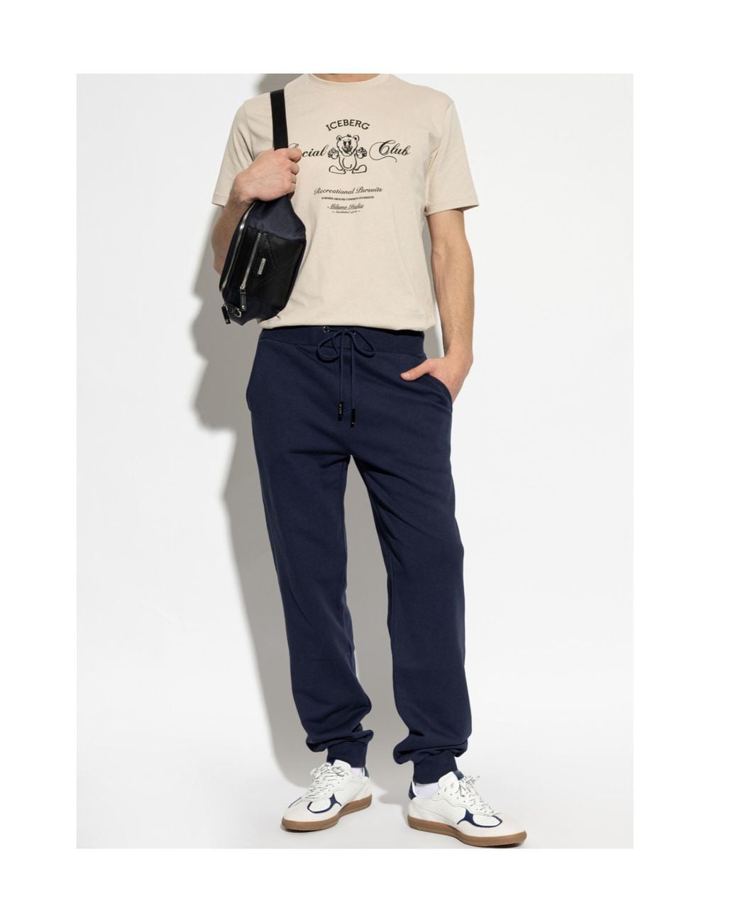 Iceberg Blue Logo Embroidered Drawstring Sweatpants for men