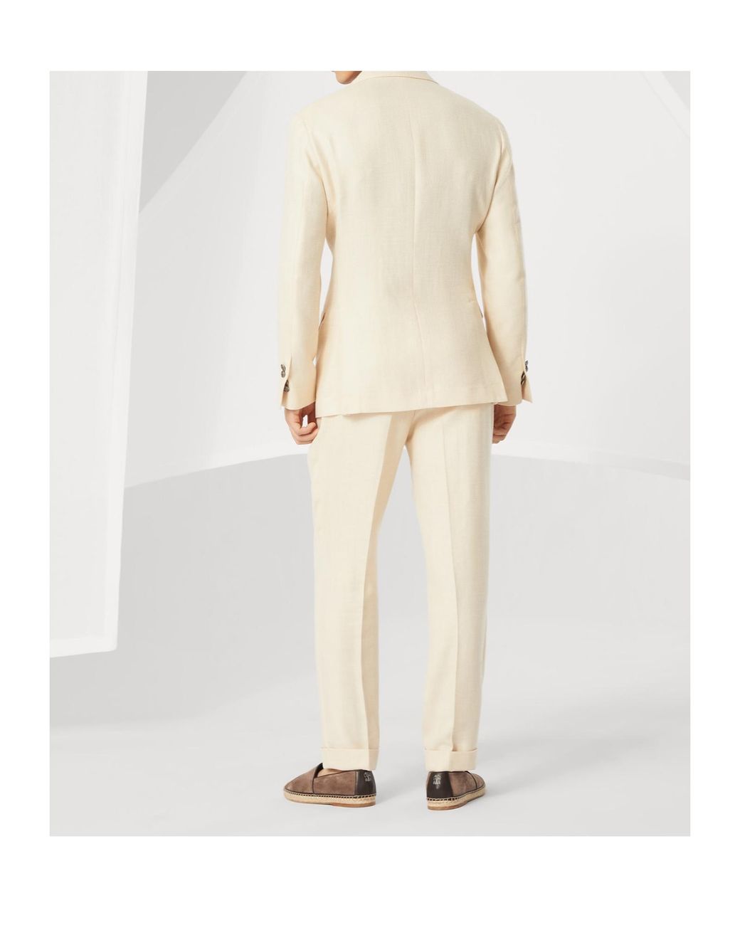 Brunello Cucinelli Natural Long-Sleeved Suit Jacket And Trousers Two-Piece Set for men