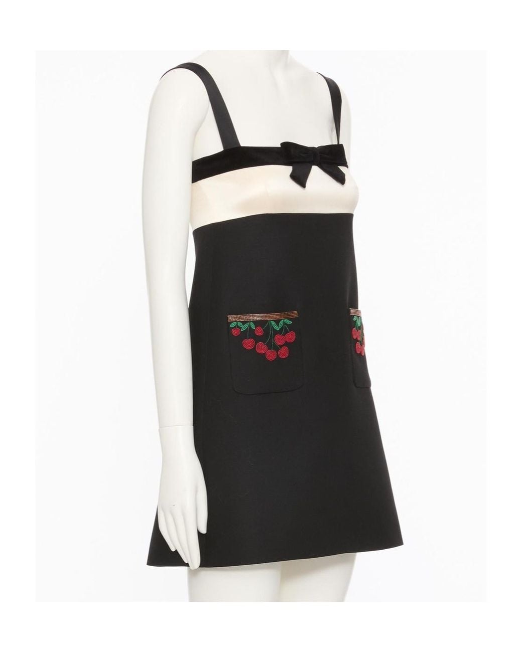Valentino Black Embroidered Crepe Couture Short Dress