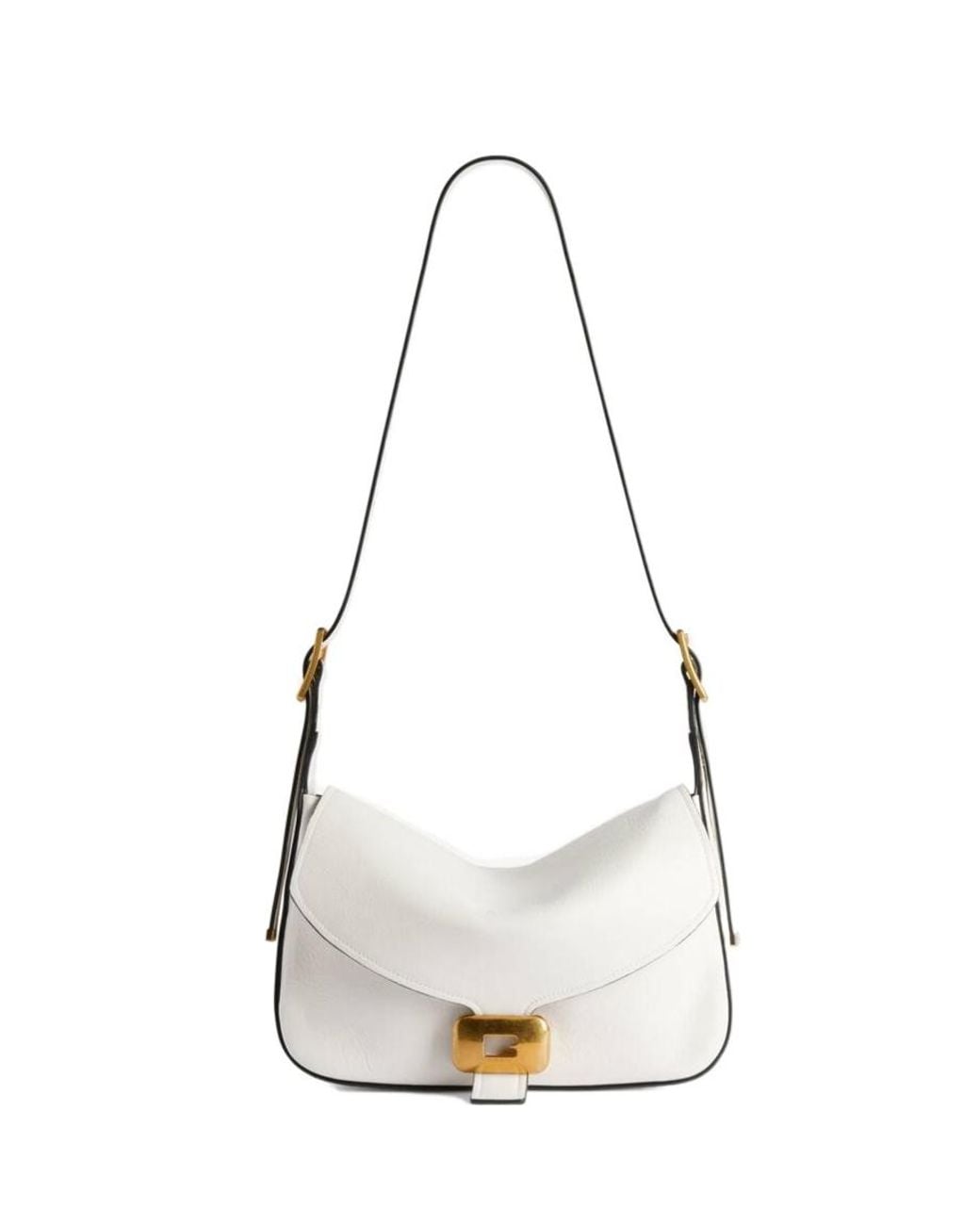 Balenciaga White Clicca Medium Shoulder Bag