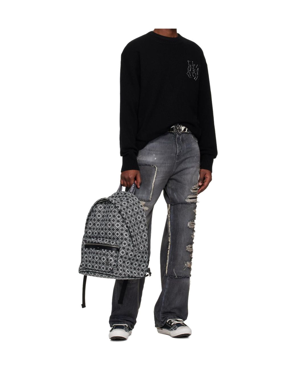 Amiri Gray Ma Quad Logo Print Backpack for men