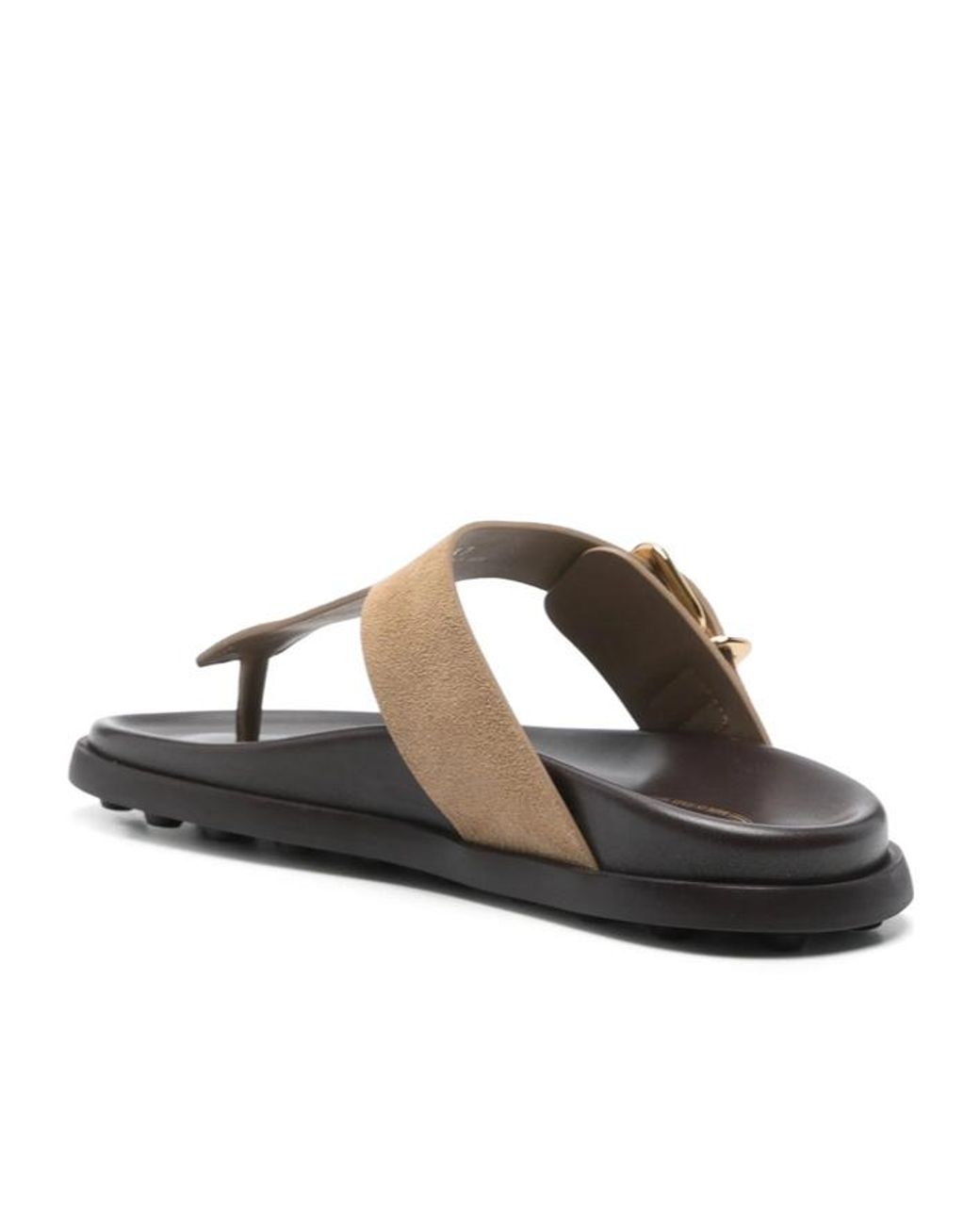 Tod's Brown Buckle Detailed Thong Sandals