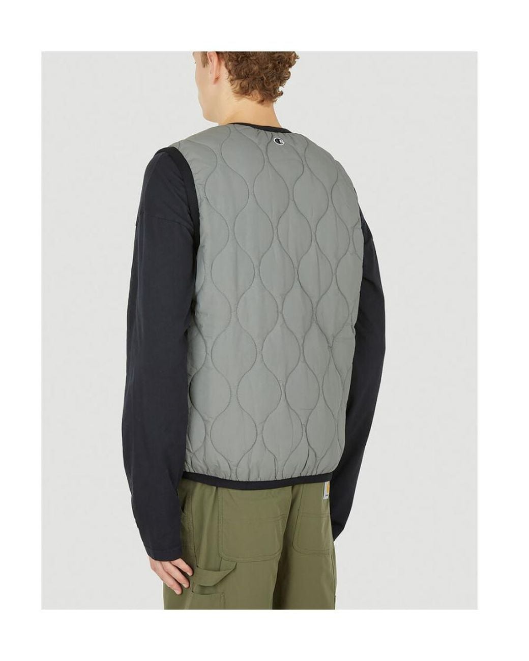 Champion Gray Quilted Sleeveless Gilet for men