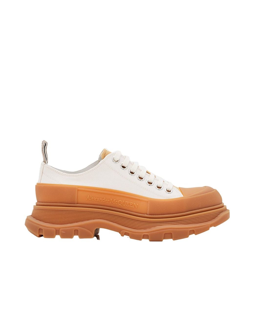 McQueen White Tread Slick Lace-Up Sneakers