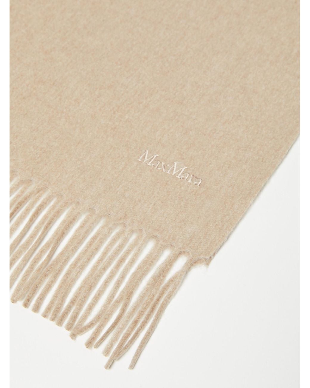 Max Mara Natural Cashmere Stole With Embroidery And Fringing