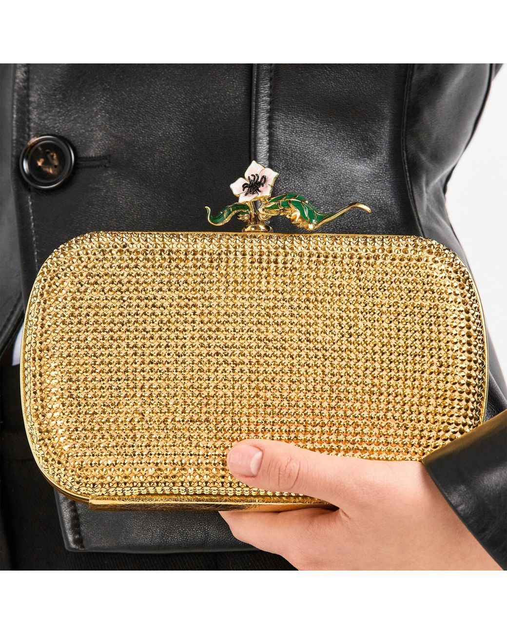 Bottega Veneta Metallic Hotfix Knot Clutch Bag