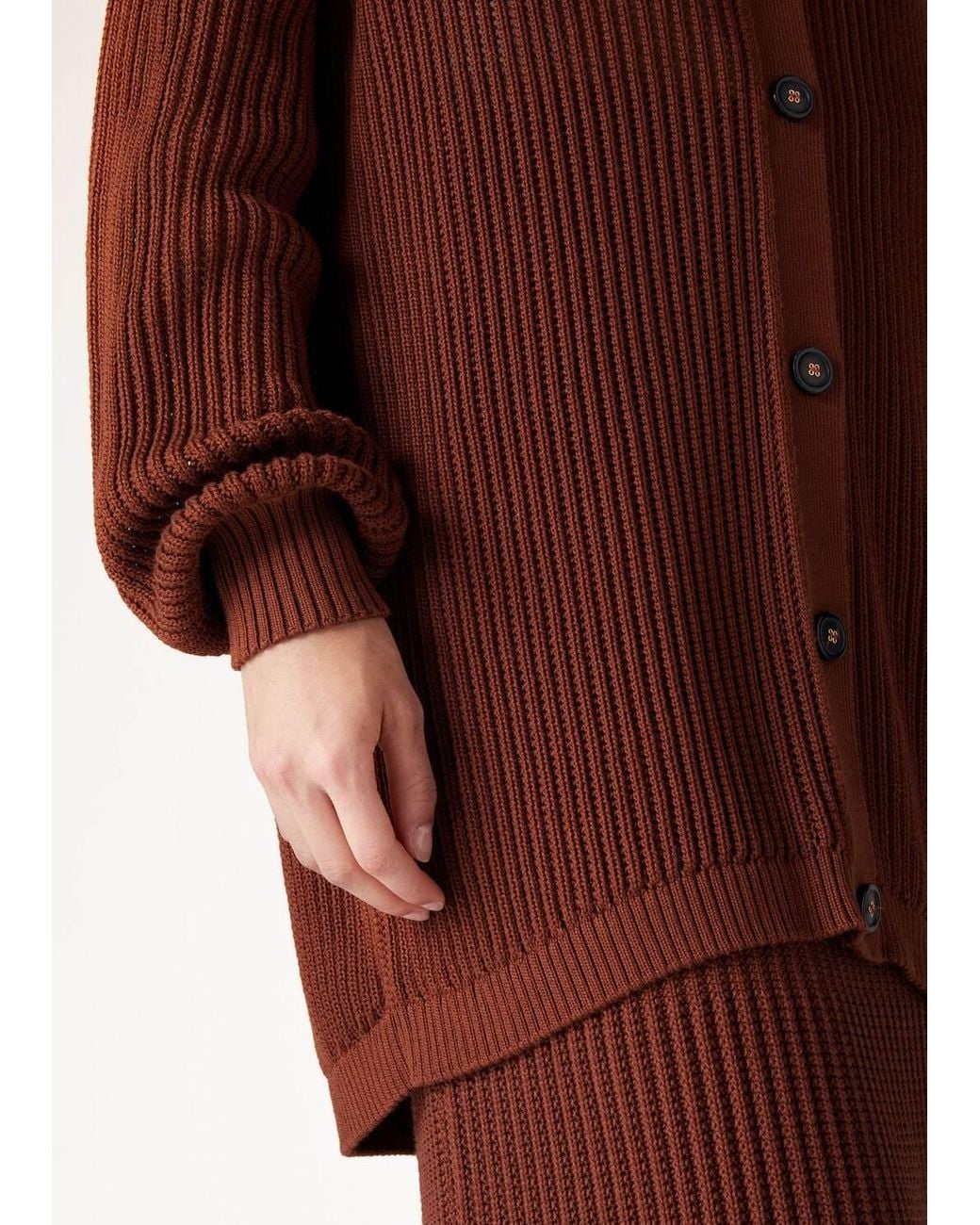 Loro Piana Brown Buttoned V-Neck Cardigan