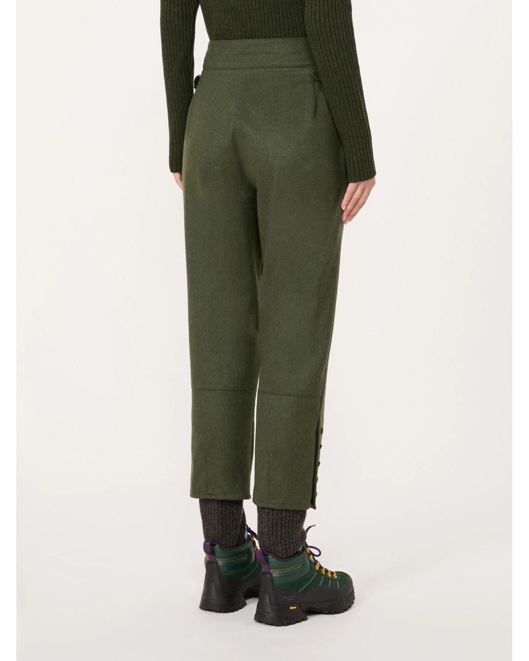 Weekend by Maxmara Green Melange Wool-Blend Cropped Trousers