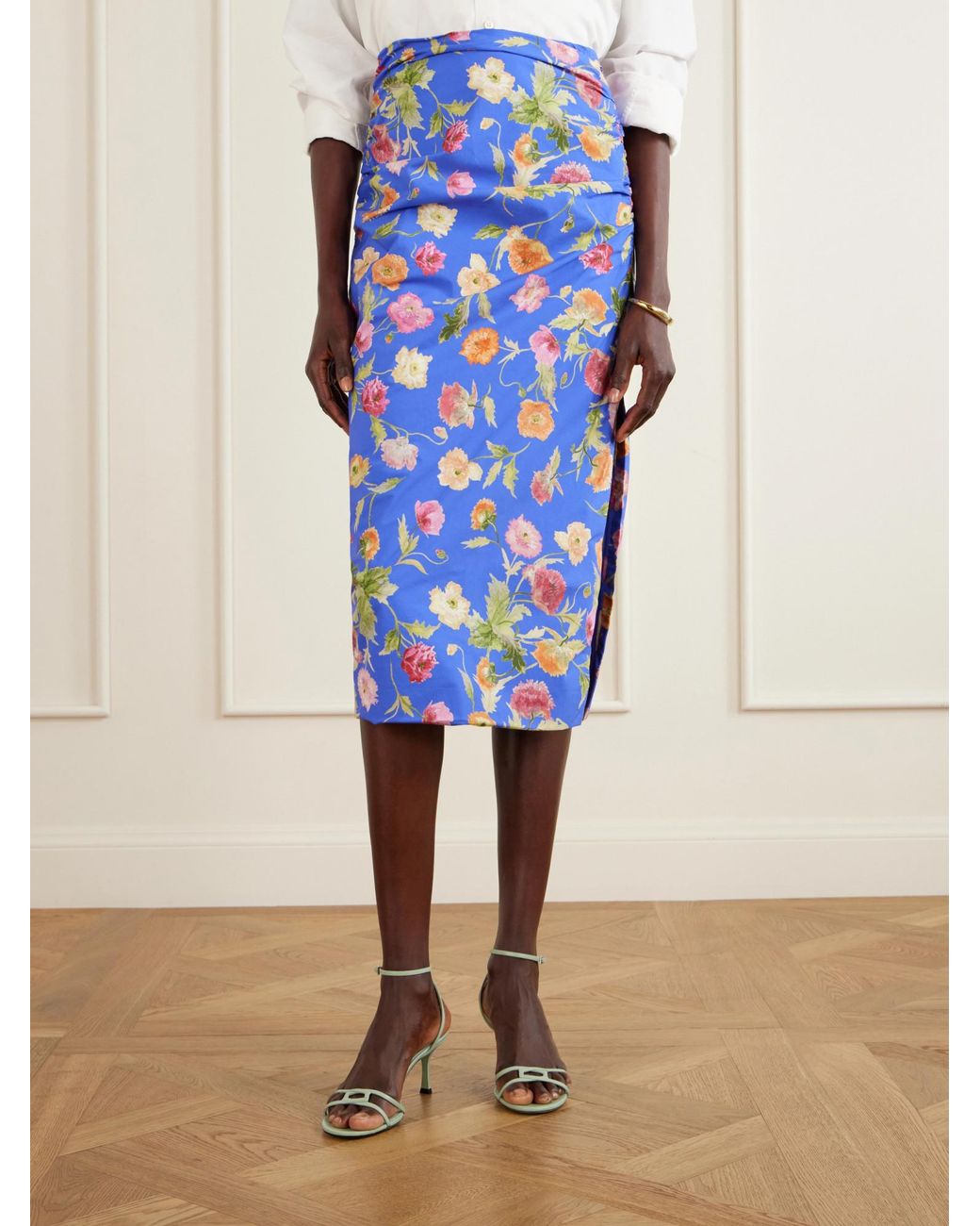 Carolina Herrera Blue Colorful Floral Dress