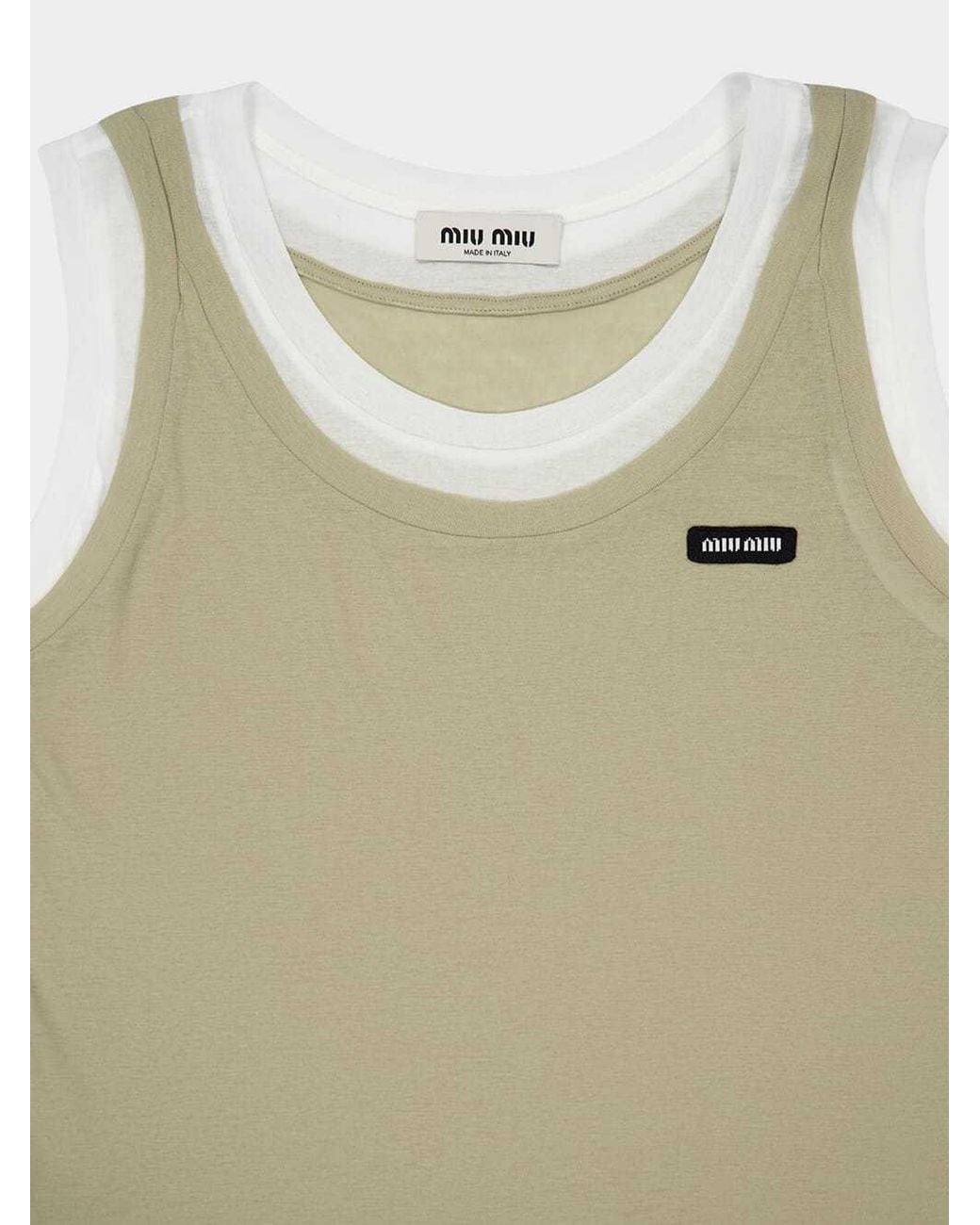 Miu Miu Natural Ribbed Jersey Tank Top