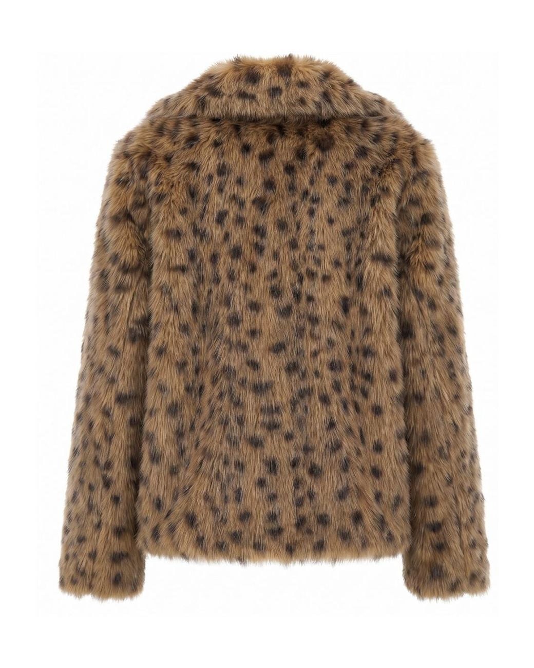 Aniye By Brown Leopard-Print Faux-Fur Jacket