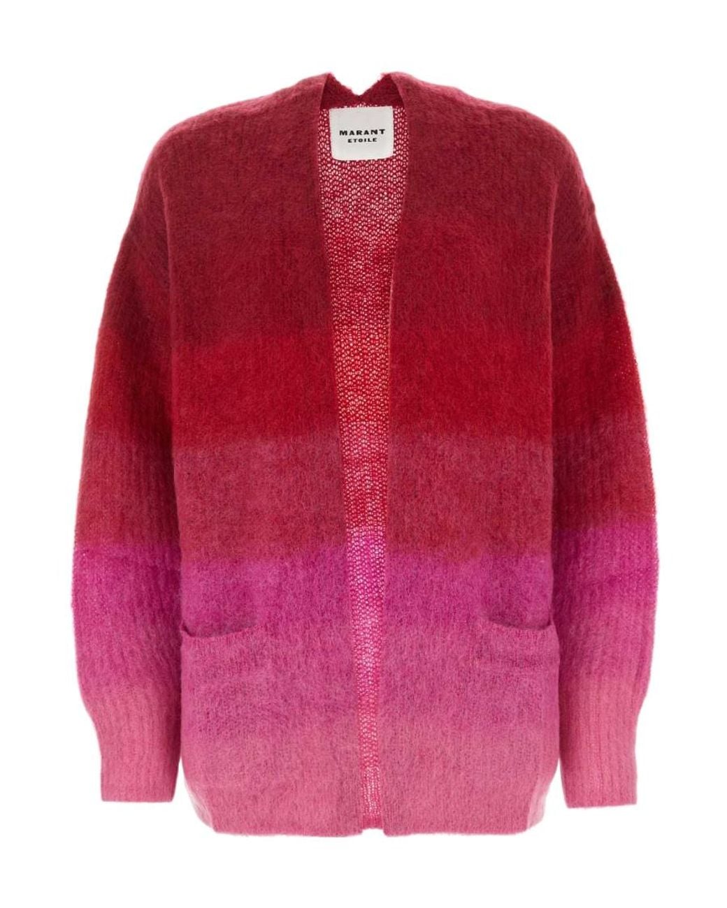 Isabel Marant Red Dana Ombré-Effect Ribbed-Knit Cardigan