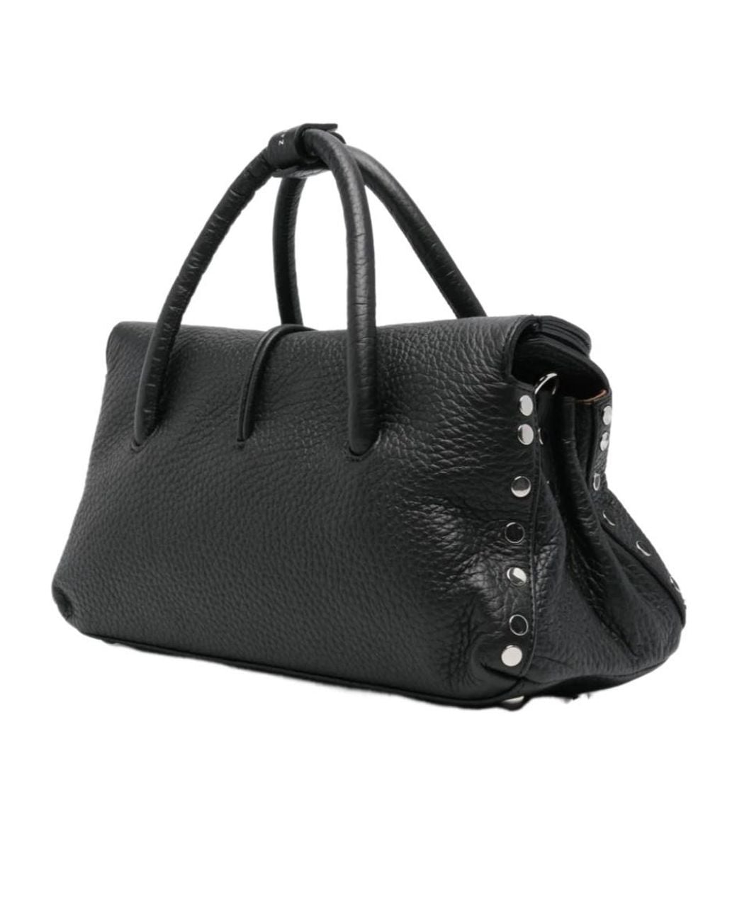 Zanellato Black Dotta Top Handle Tote Bag