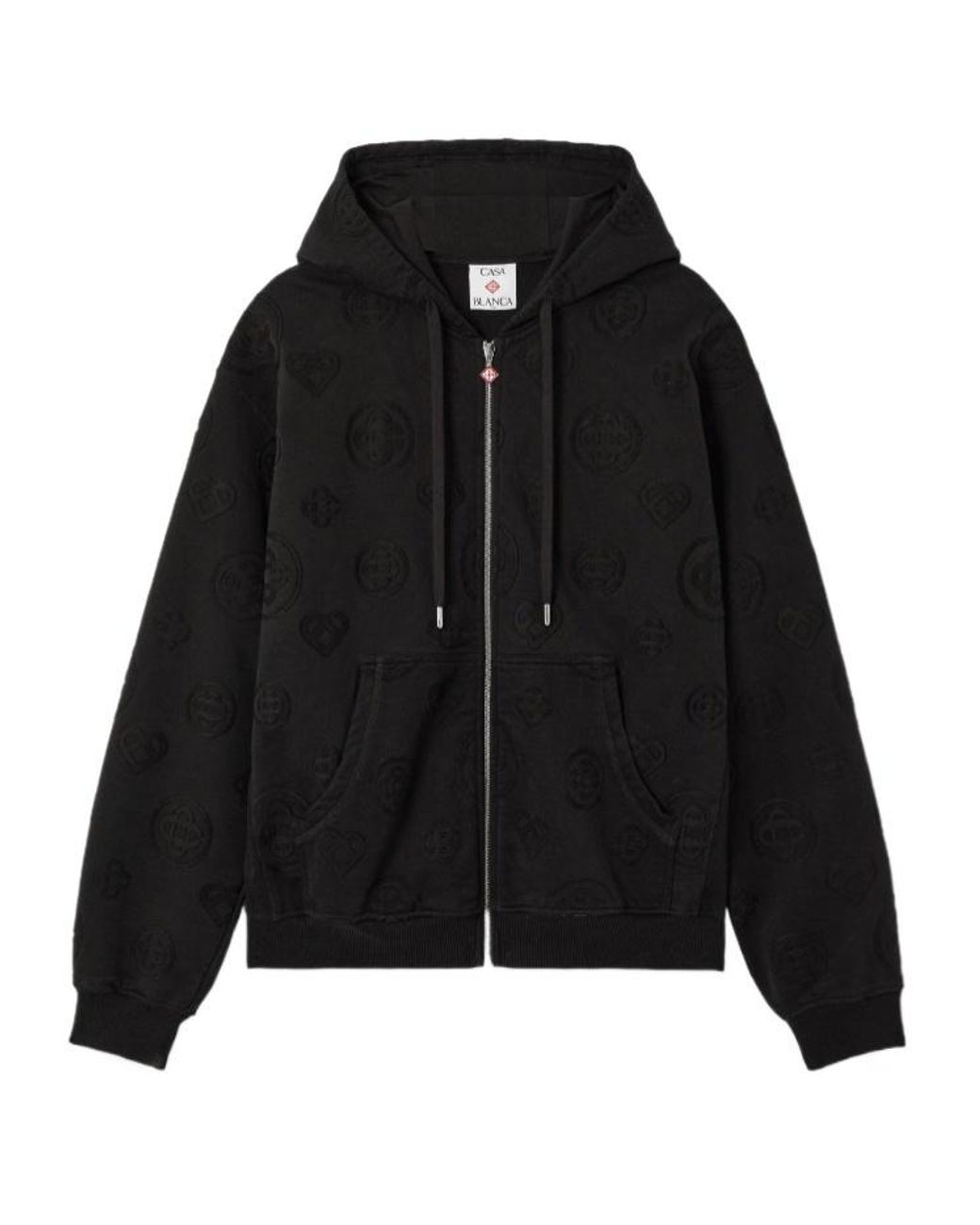 Casablanca Black Monogram Zip-Up Hoodie for men