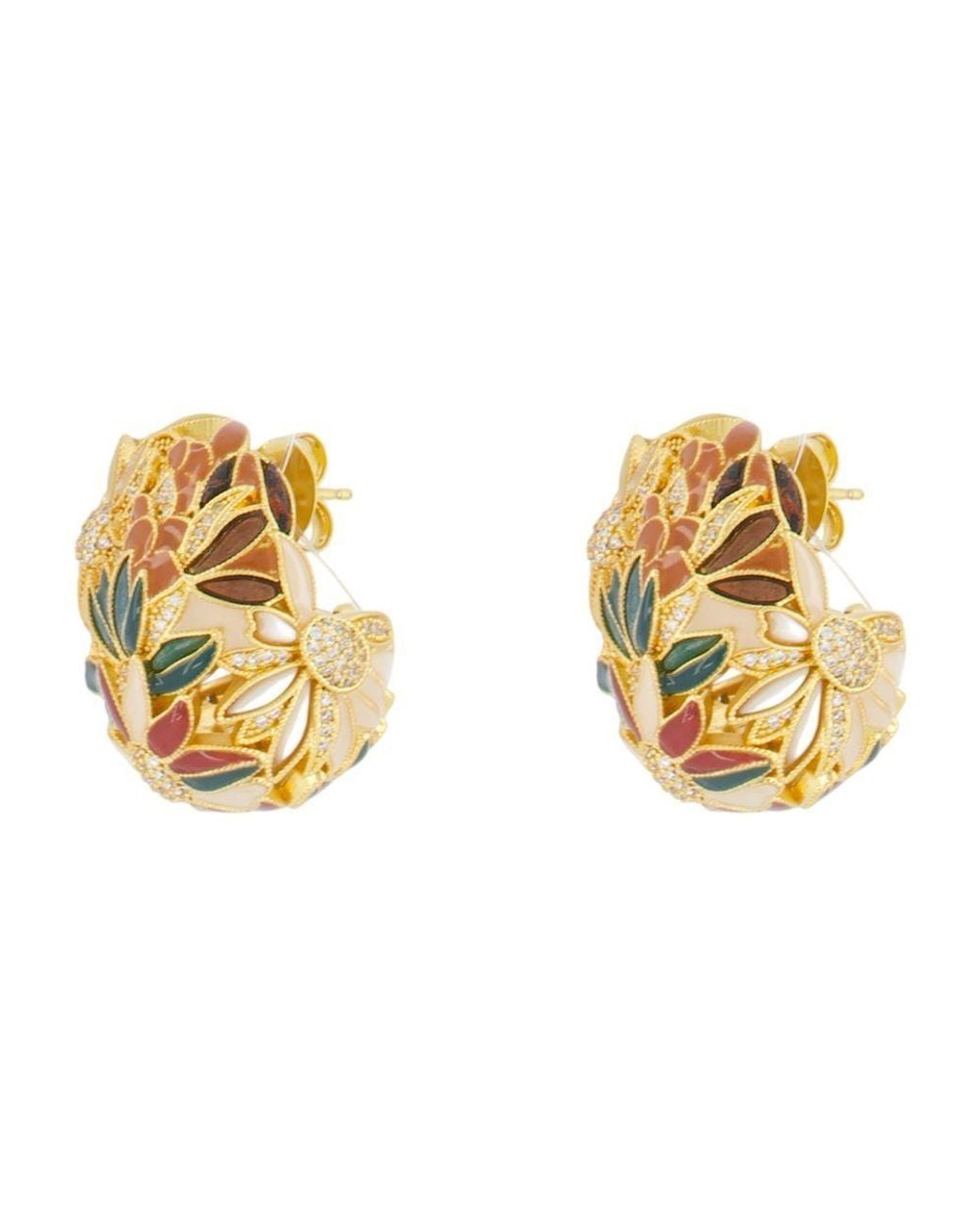 Zimmermann Metallic Botanica Floral Hoop Earrings