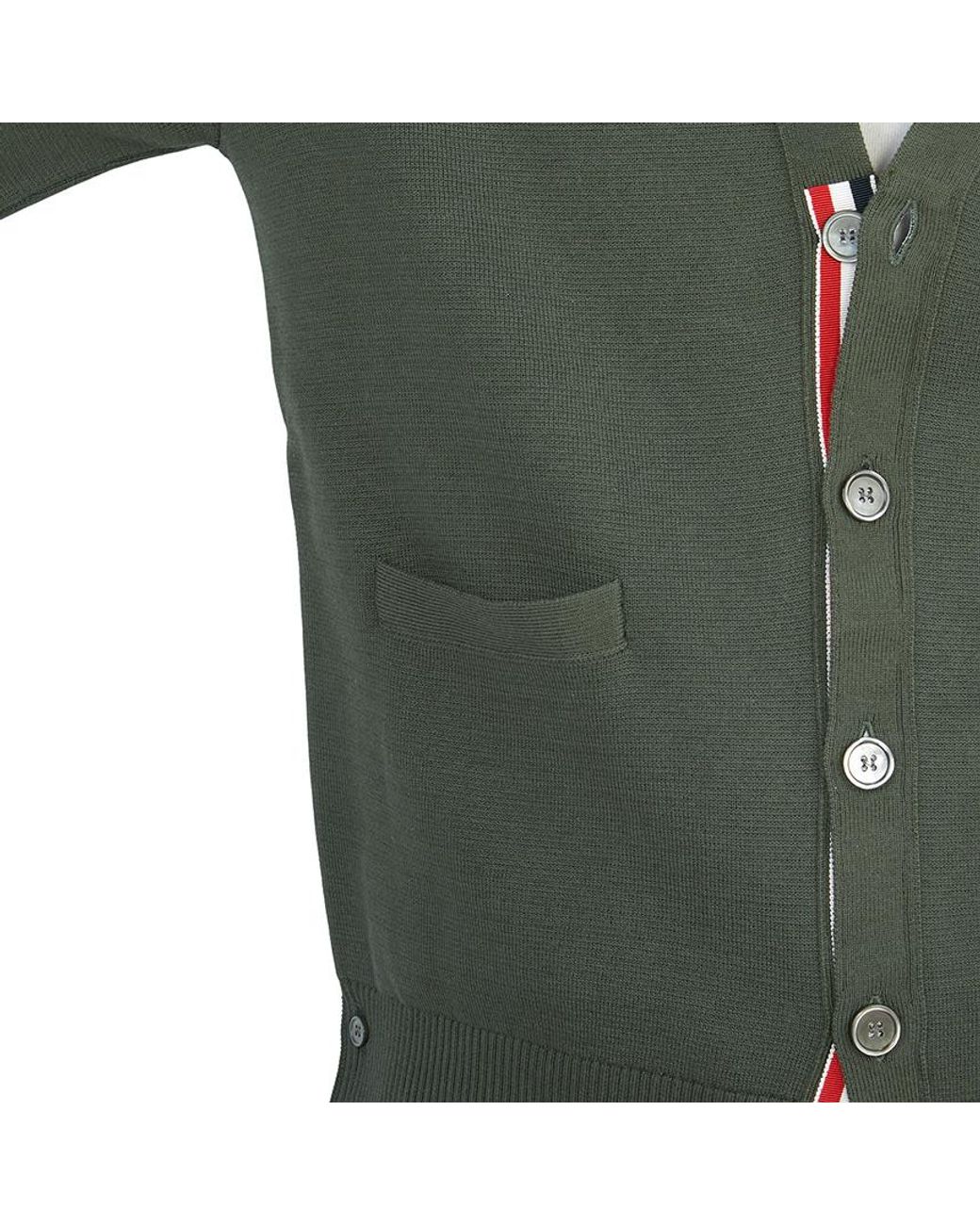 Thom Browne Green Bar Cotton Cardigan for men