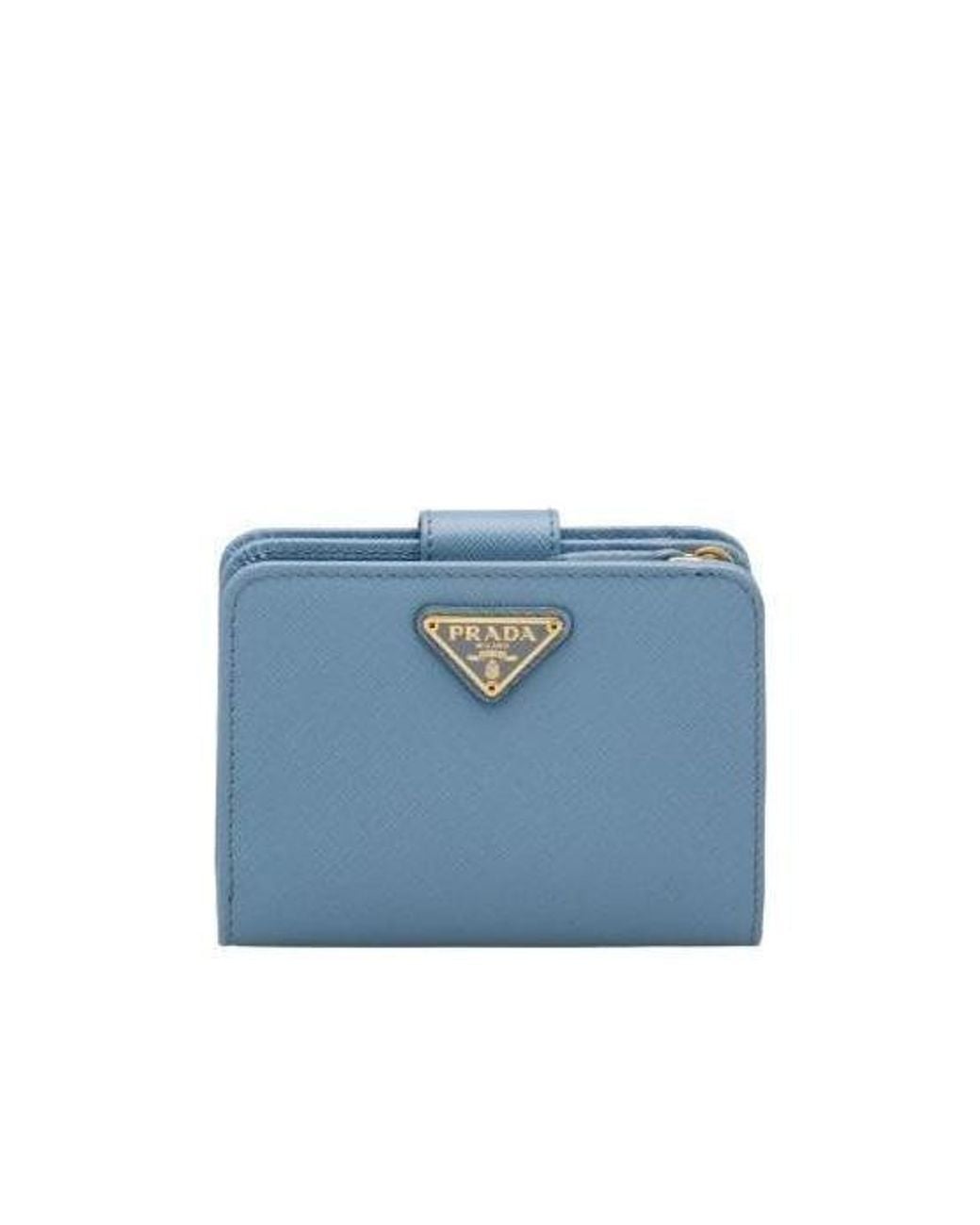 Prada Blue Small Saffiano Leather Wallet