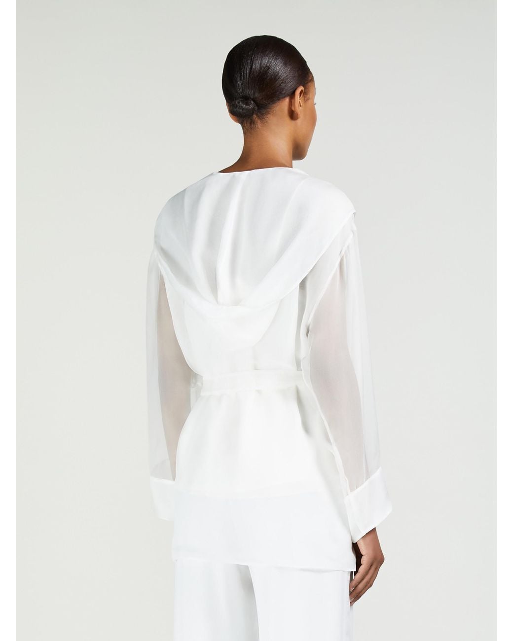 Max Mara White Hooded Chiffon Jacket