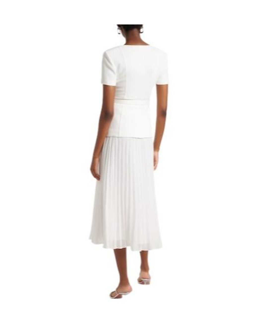 Self-Portrait White Square-Neck Short-Sleeve Top Paired