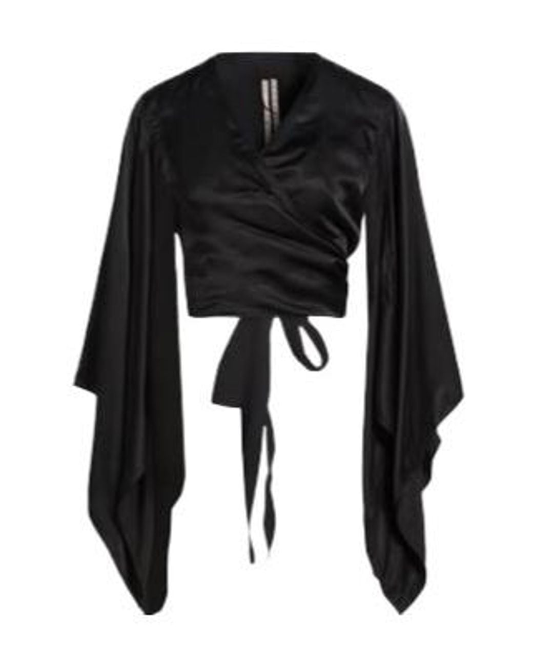 Rick Owens Black Satin Wrap Cropped Top