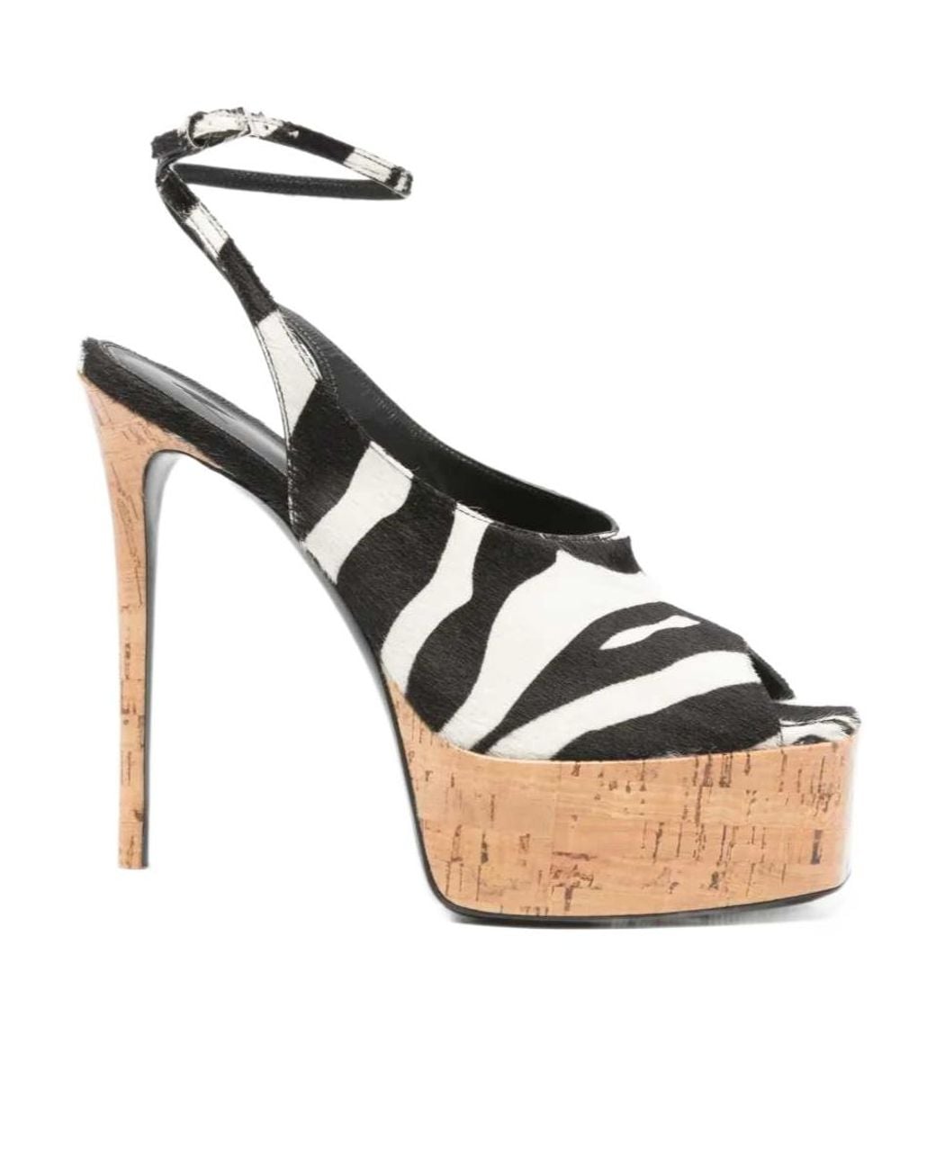 The Attico Metallic Ornella Zebra-Print Platform Sandals