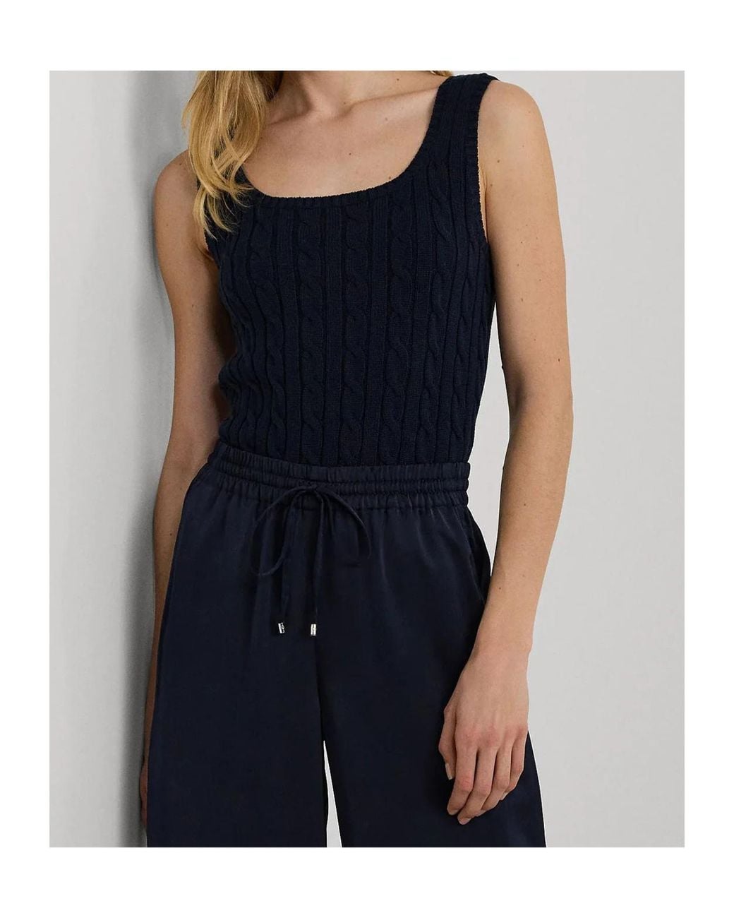 Ralph Lauren Blue Lauren Cable-Knit Sleeveless Jumper