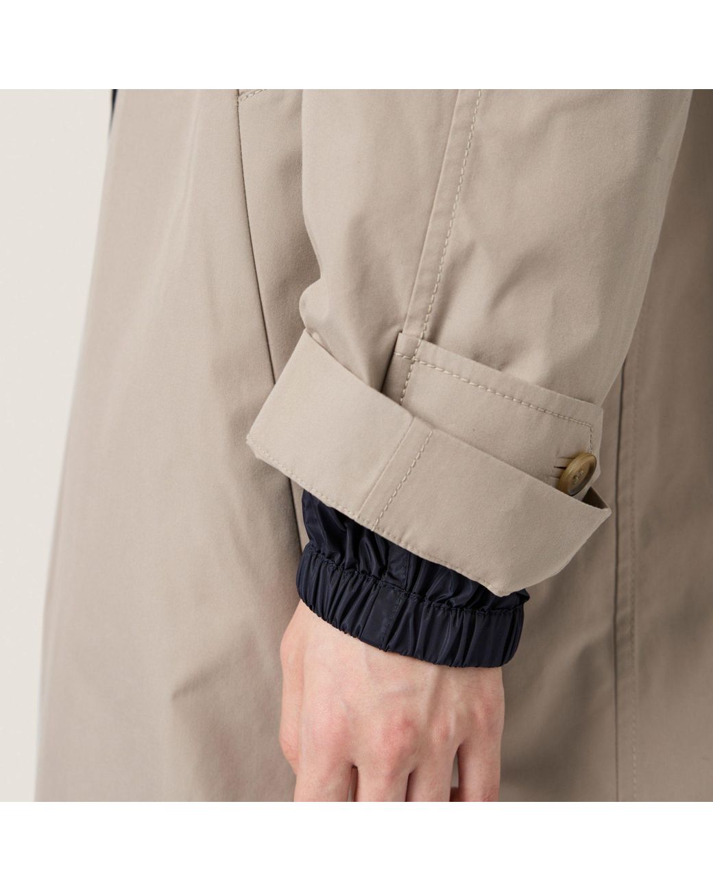 Miu Miu Brown Reversible Single-Breasted Panama Cotton And Technical Pongé Coat