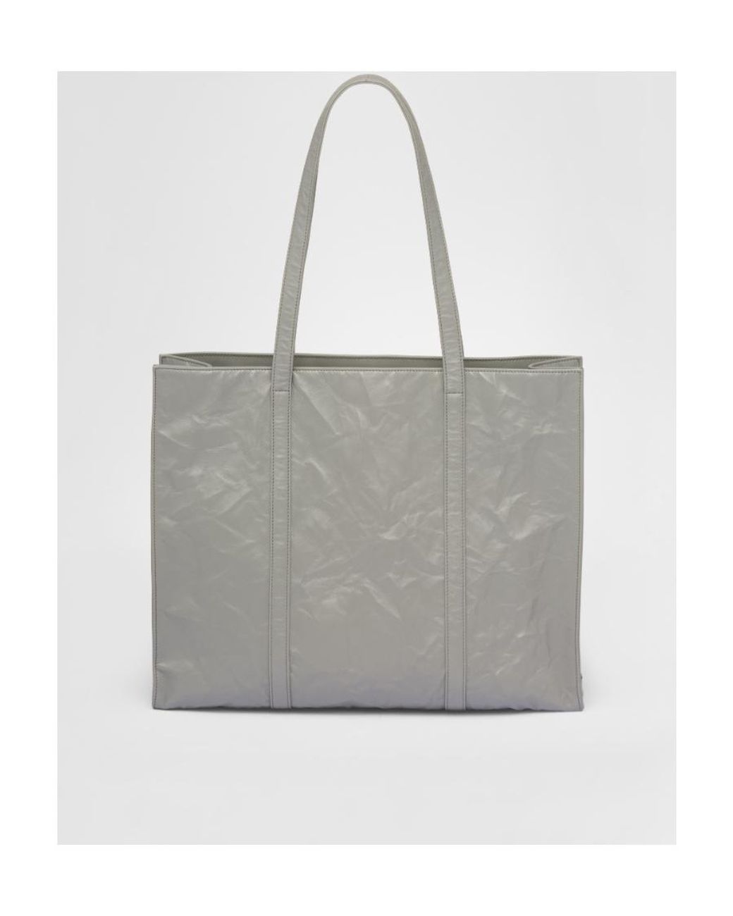 Prada Gray Large Leather Tote Bag