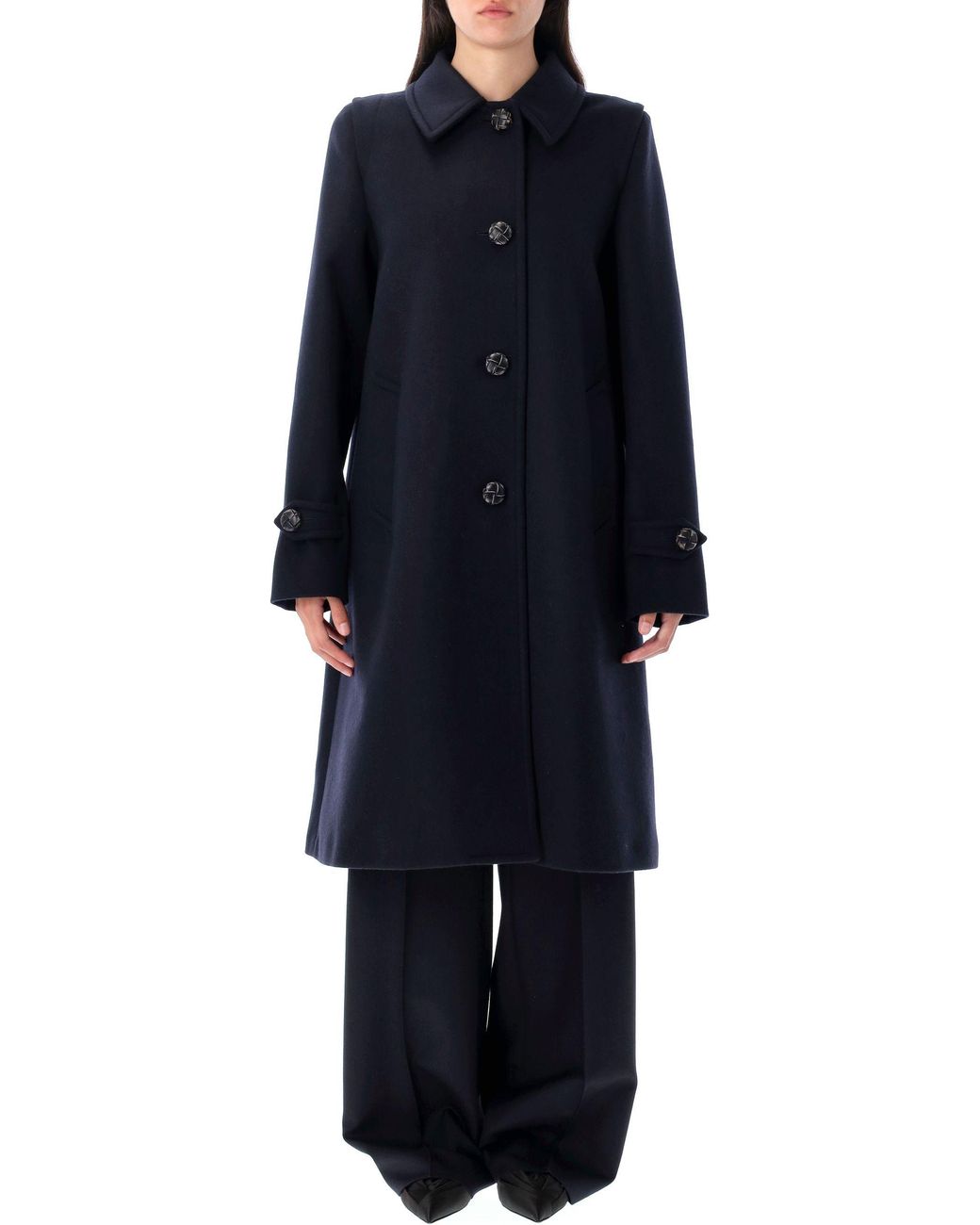 Prada Blue Single-Brested Long Sleeved Coat