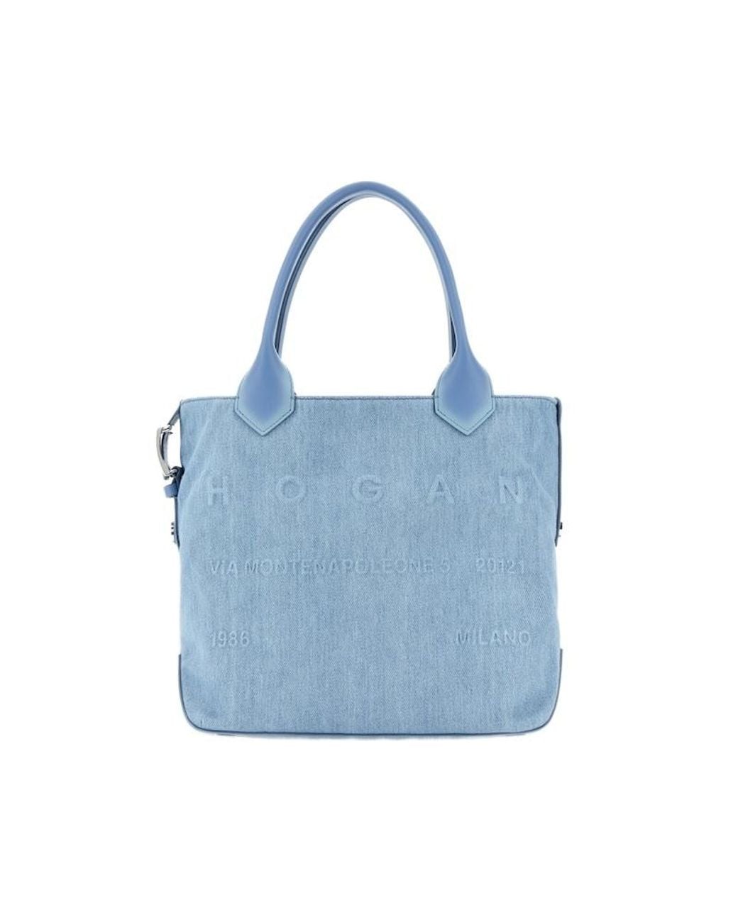 Hogan Blue Medium Script Shopping Bag