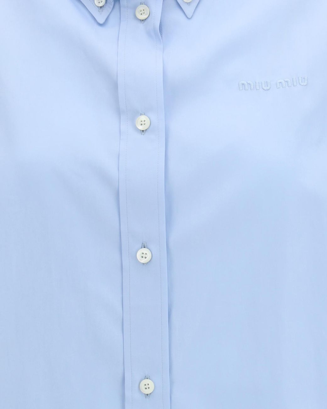 Miu Miu Blue Logo-Embroidered Button-Up Shirt