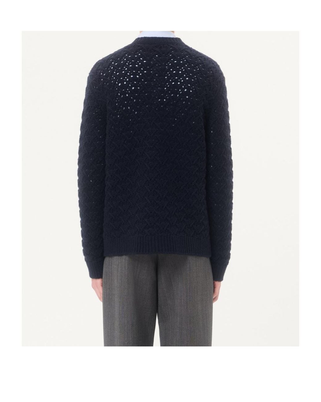 Valentino Blue Wool And Cashmere Cardigan With Metallic V Detail for men