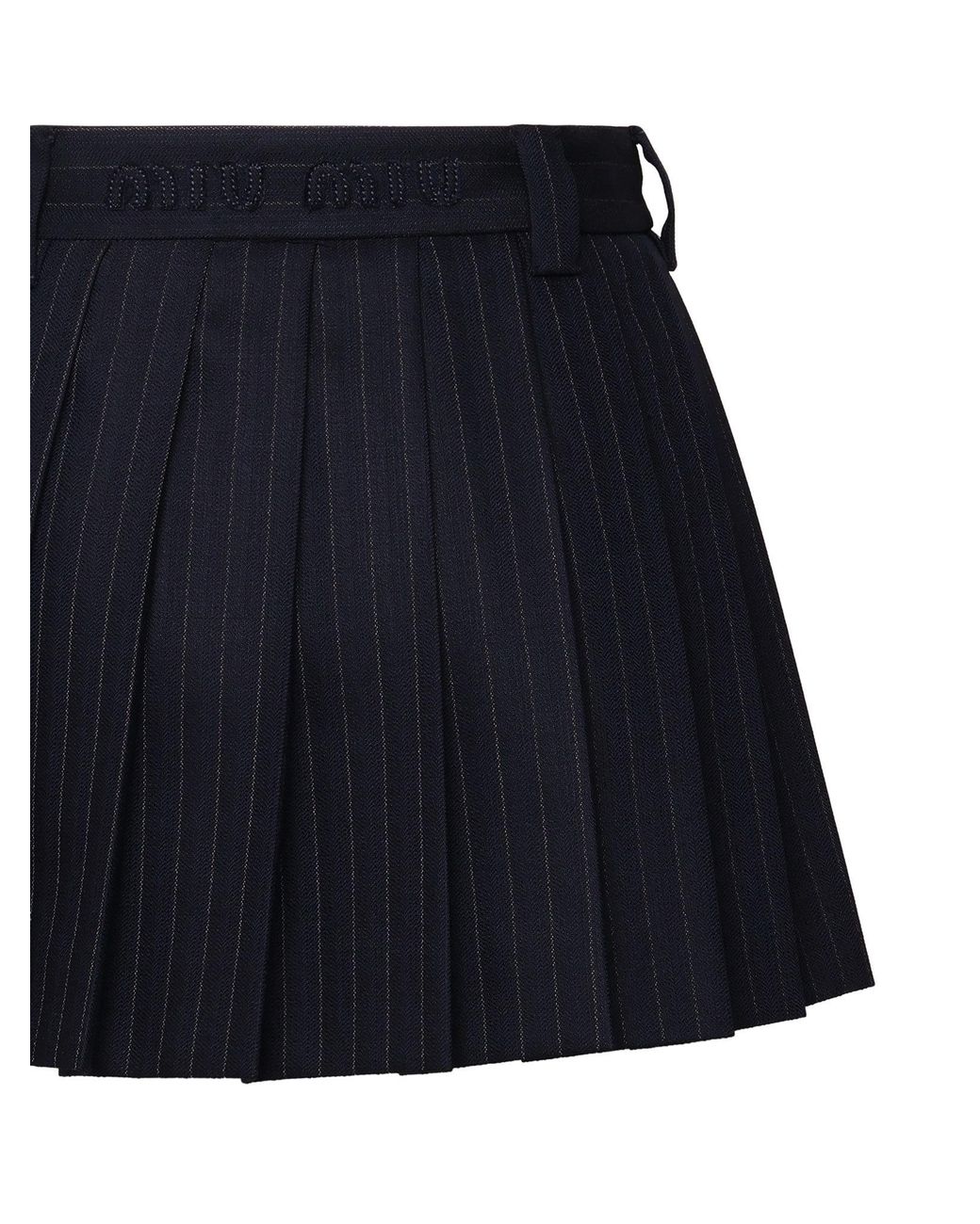 Miu Miu Black Logo-Appliqué Pleated Mini Skirt