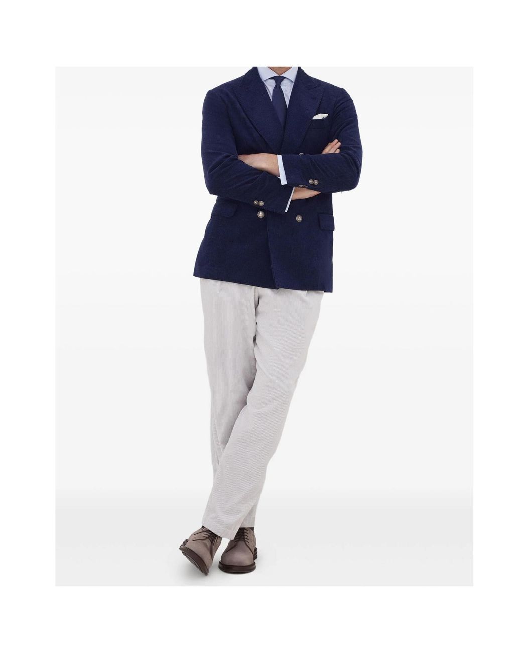 Brunello Cucinelli Blue Collared Button-Up Jacket for men