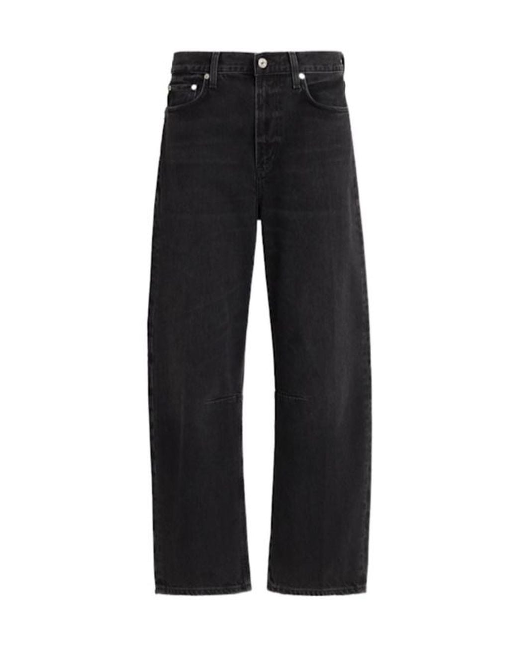 Citizens of Humanity Black Miro Mid Rise Denim Wide Jeans