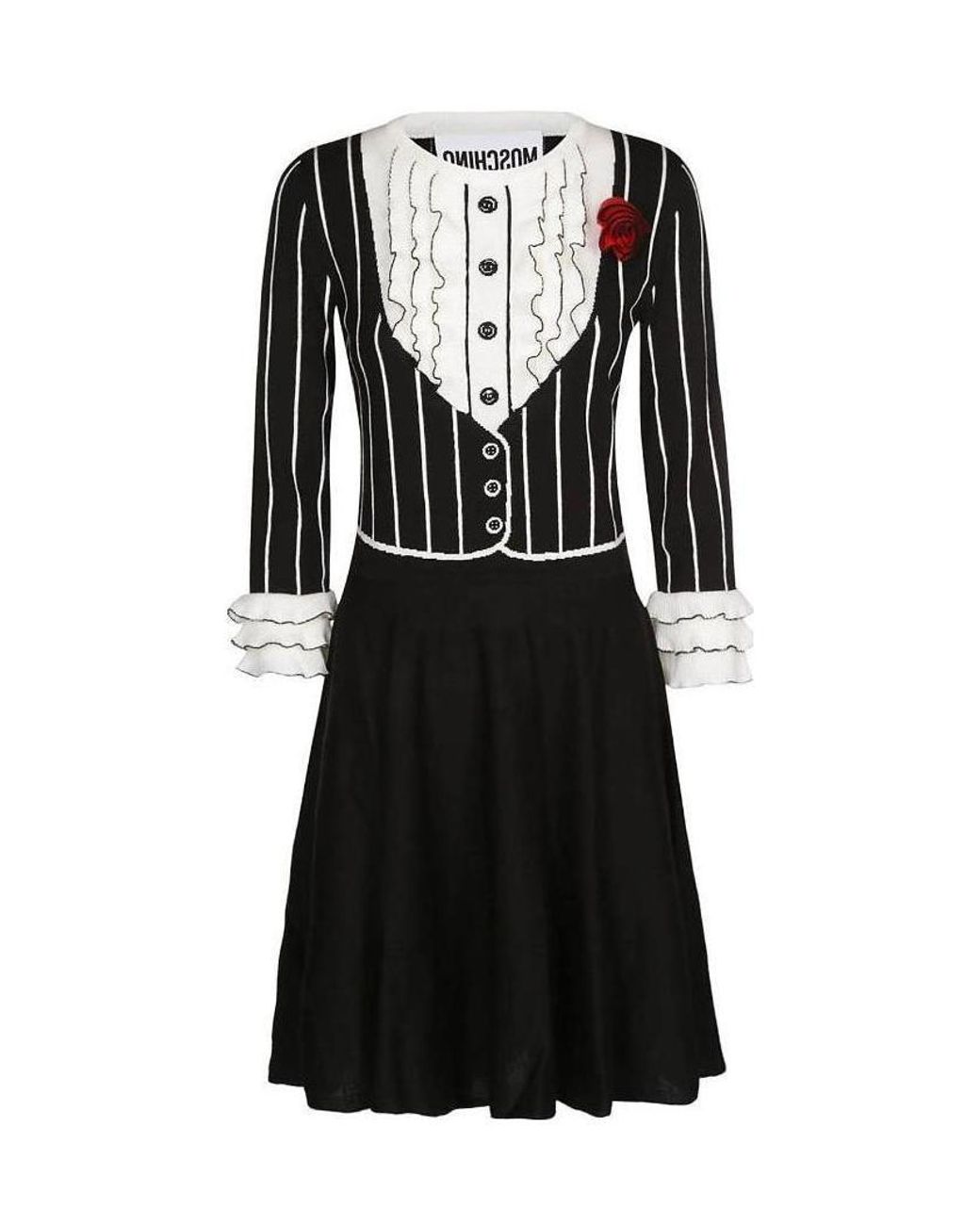 Moschino Black Wrinkled Round-Necked Dress