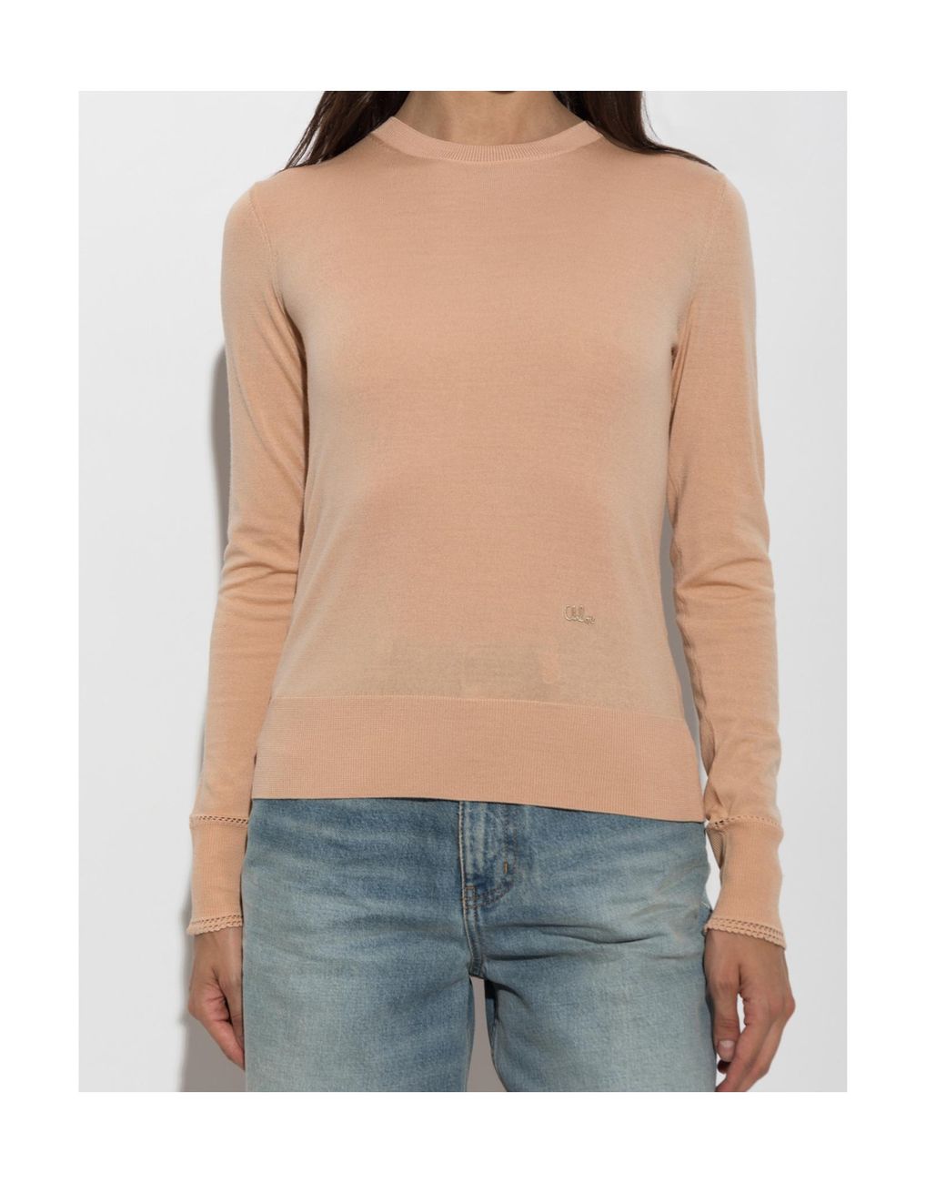 Chloé White Chloé Embroidered Logo Knitted Top