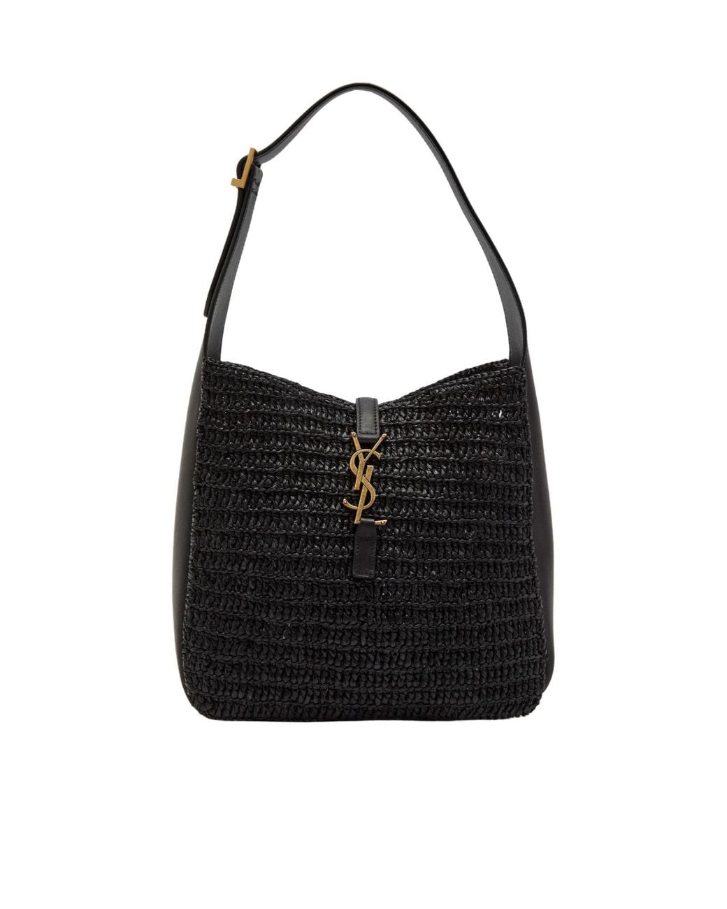 Saint Laurent Black Woven And Patchwork One-Shoulder Bag